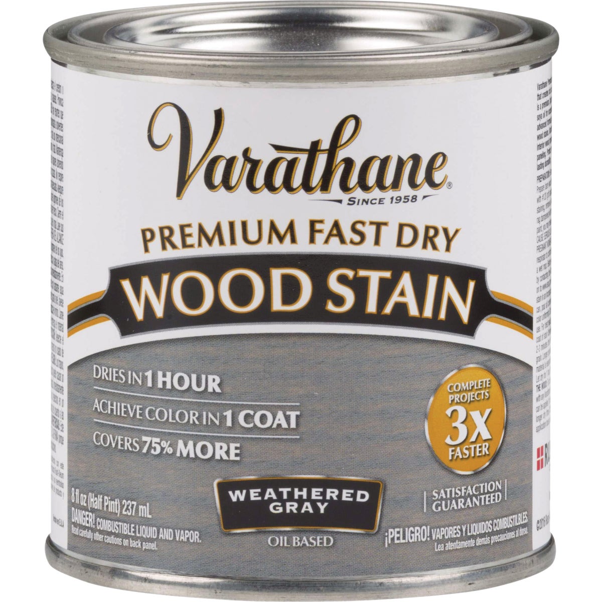 Varathane Fast Dry Weathered Gray Urethane Modified Alkyd Interior Wood Stain, 1/2 Pt.