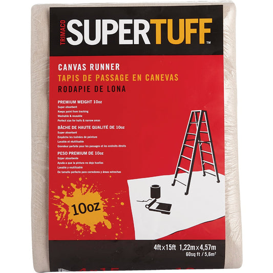 Trimaco SuperTuff Canvas 4 Ft. x 15 Ft. 10 Oz. Drop Cloth