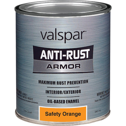 Valspar Oil-Based Gloss Anti-Rust Armor Safety Color Rust Control Enamel, Safety Orange, 1 Qt.