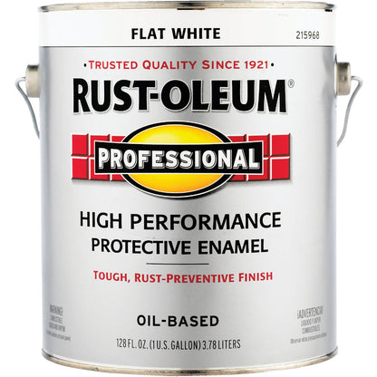 Rust-Oleum Professional Oil Based Flat Protective Rust Control Enamel, White, 1 Gal.