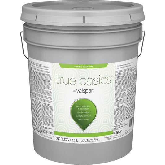 True Basics by Valspar Satin Exterior Paint, 5 Gal., Clear Base