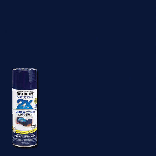 Rust-Oleum Painter's Touch 2X Ultra Cover 12 Oz. Gloss Paint + Primer Spray Paint, Navy Blue