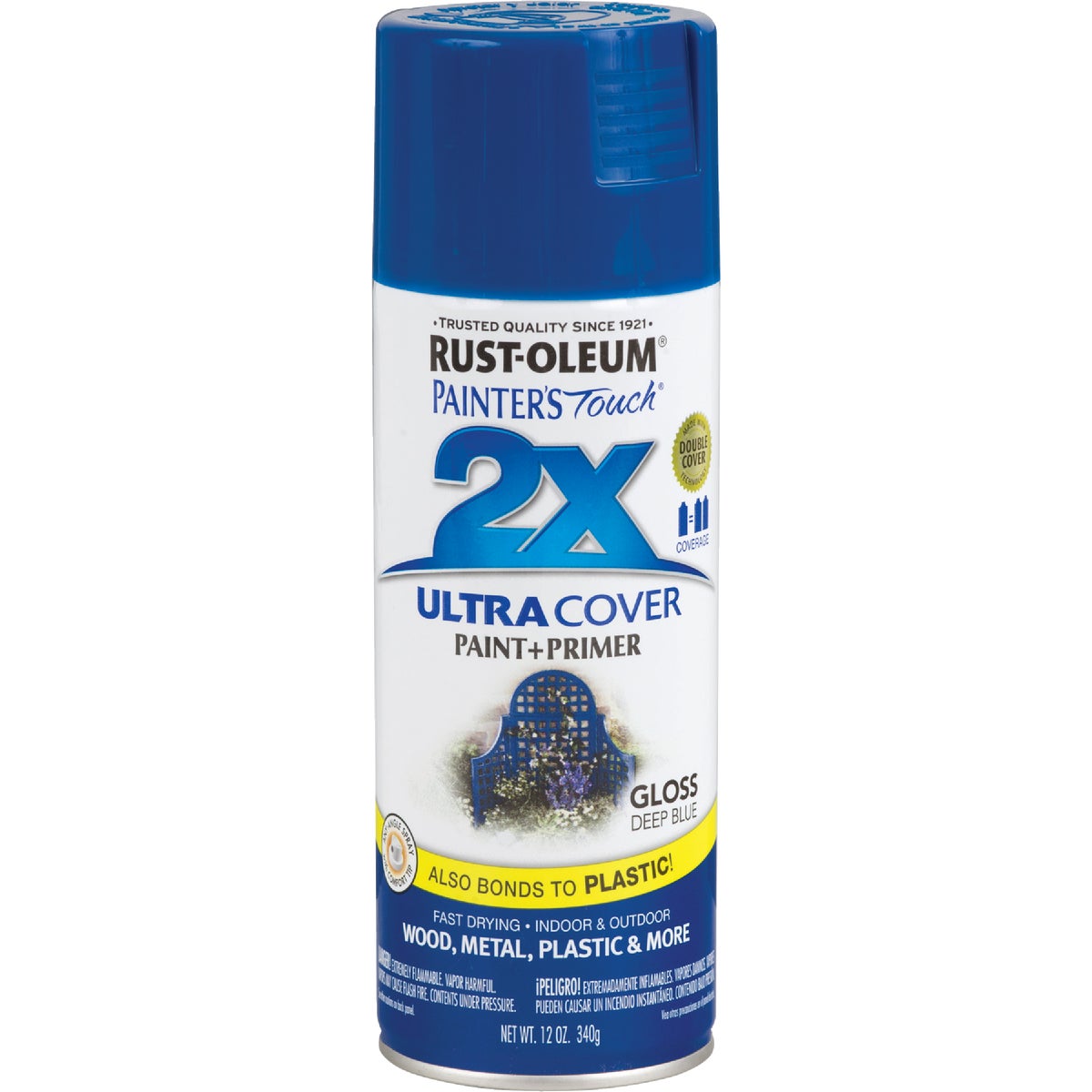 Rust-Oleum Painter's Touch 2X Ultra Cover 12 Oz. Gloss Paint + Primer Spray Paint, Deep Blue