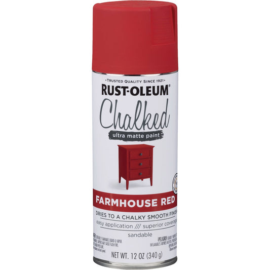 Rust-Oleum 12 Oz. Chalked Ultra Matte Farmhouse Red Chalk Spray Paint