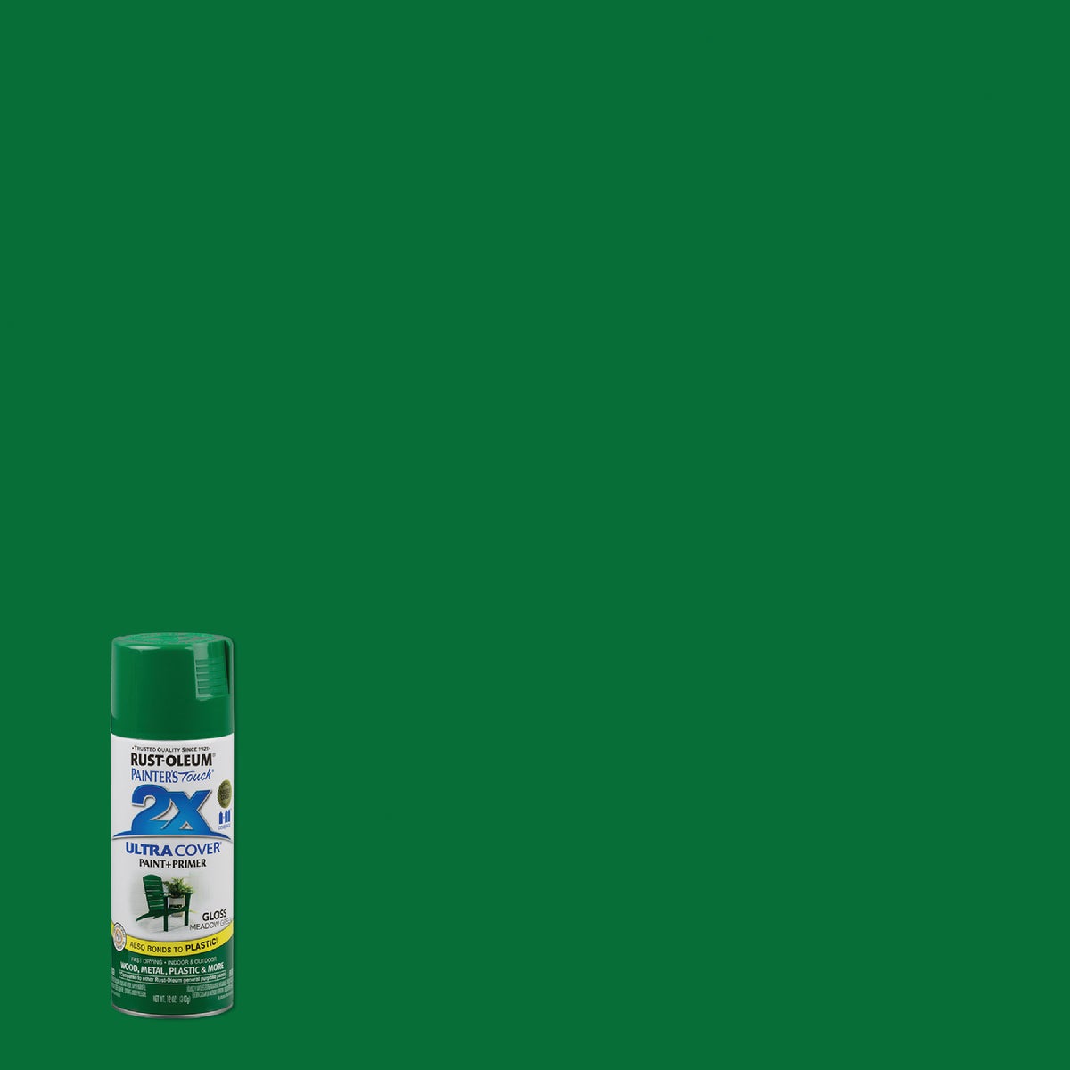 Rust-Oleum Painter's Touch 2X Ultra Cover 12 Oz. Gloss Paint + Primer Spray Paint, Meadow Green