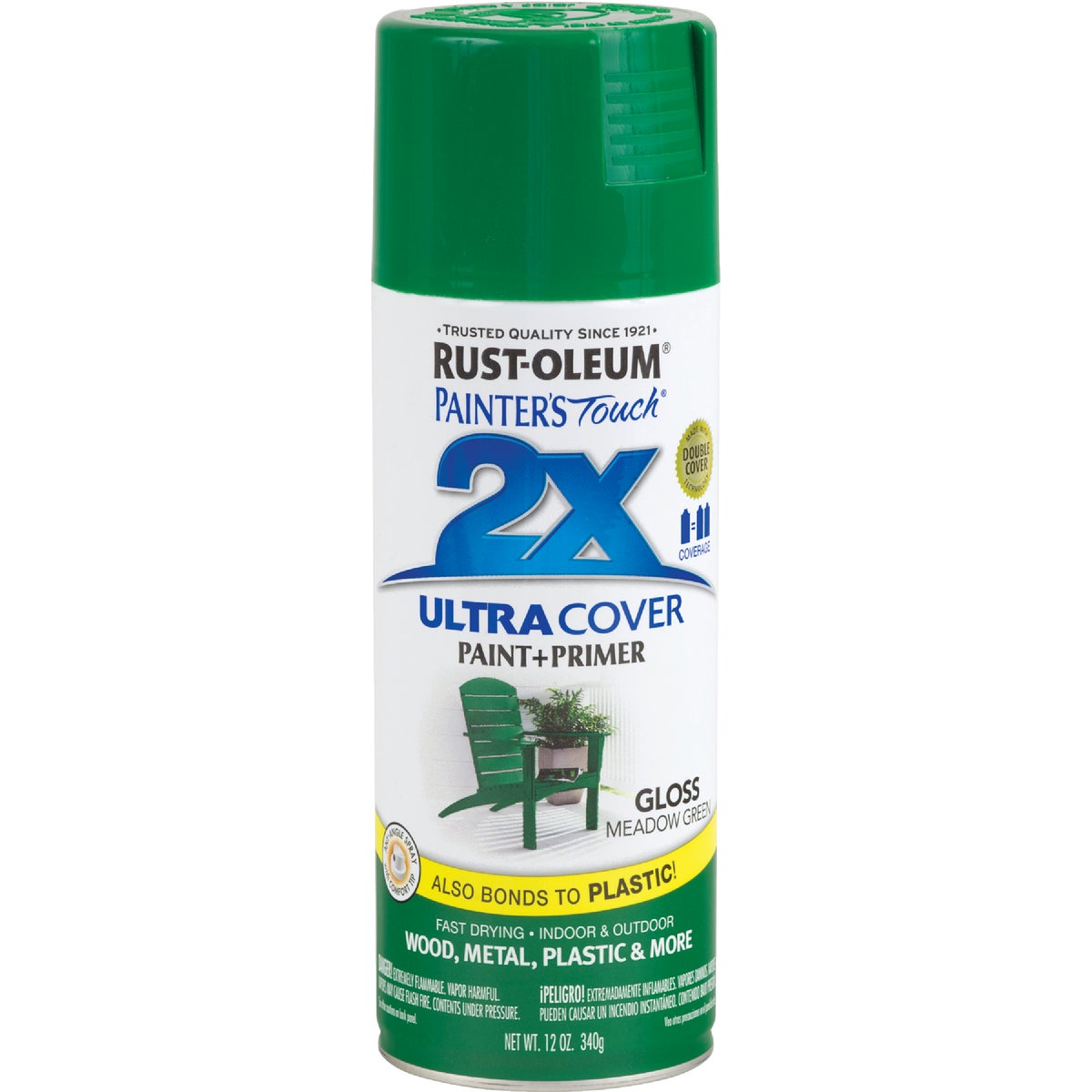 Rust-Oleum Painter's Touch 2X Ultra Cover 12 Oz. Gloss Paint + Primer Spray Paint, Meadow Green