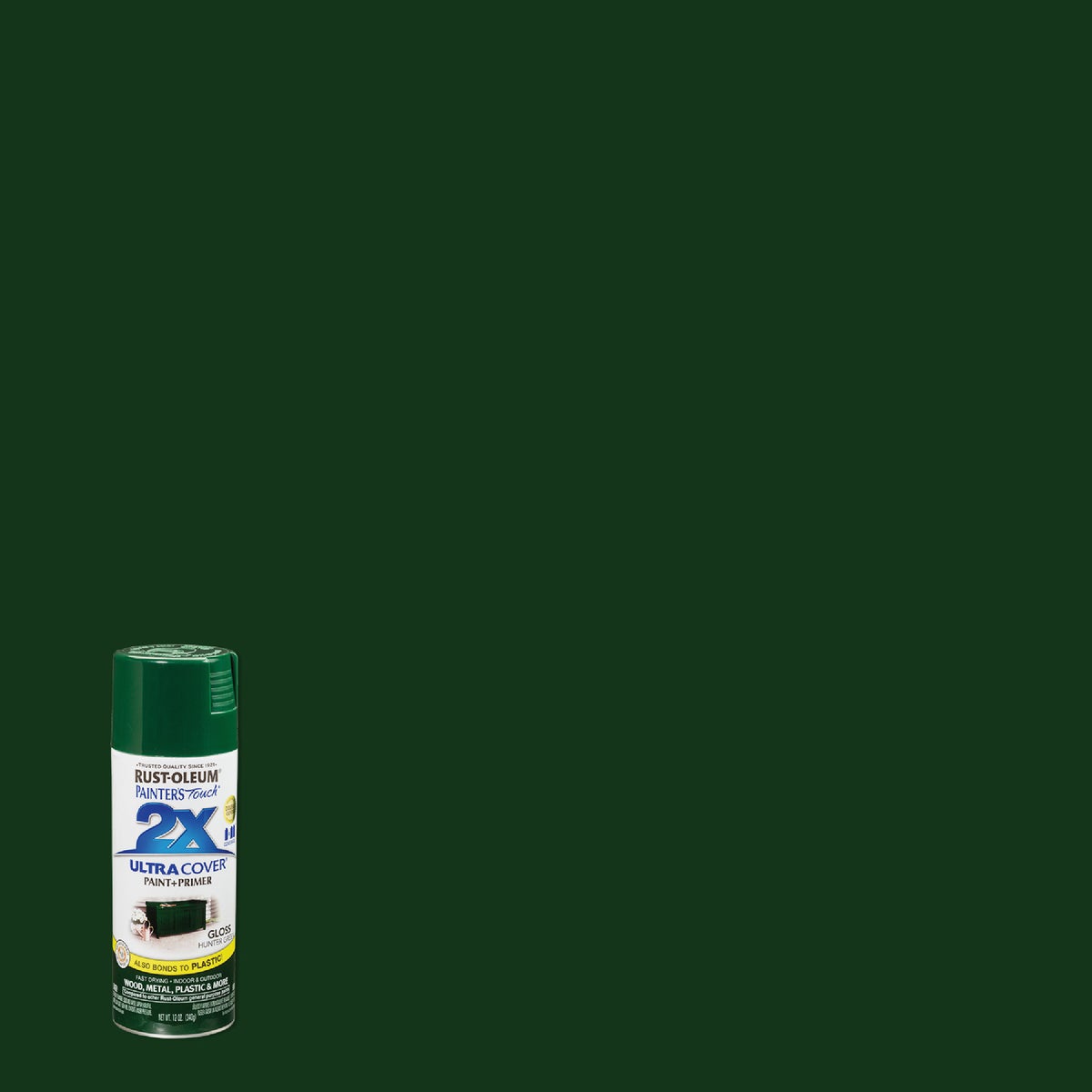 Rust-Oleum Painter's Touch 2X Ultra Cover 12 Oz. Gloss Paint + Primer Spray Paint, Hunter Green