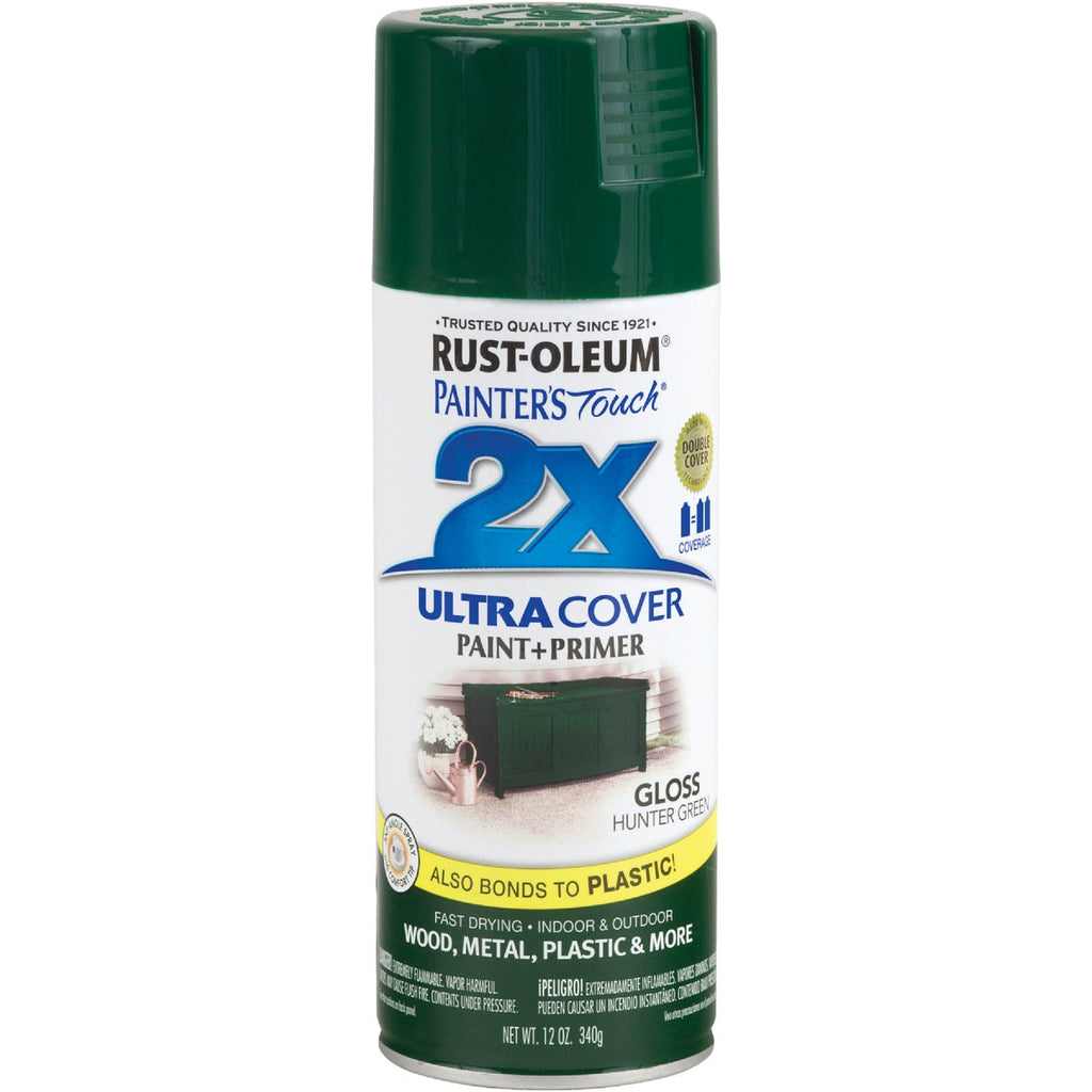 Rust-Oleum Painter's Touch 2X Ultra Cover 12 Oz. Gloss Paint + Primer Spray Paint, Hunter Green