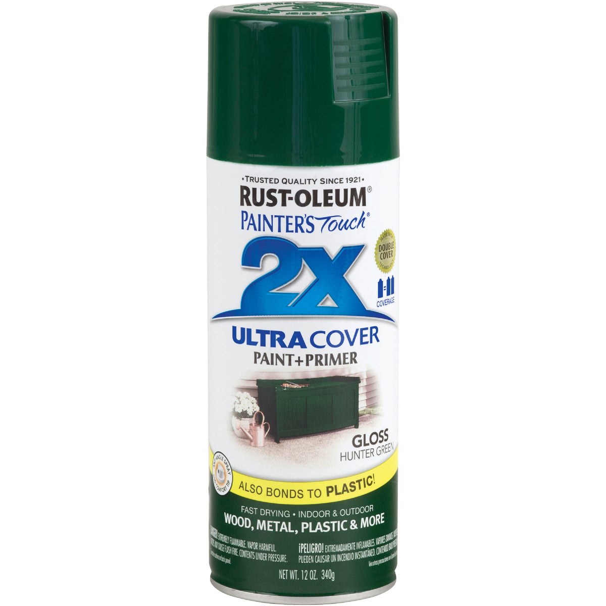 Rust-Oleum Painter's Touch 2X Ultra Cover 12 Oz. Gloss Paint + Primer Spray Paint, Hunter Green