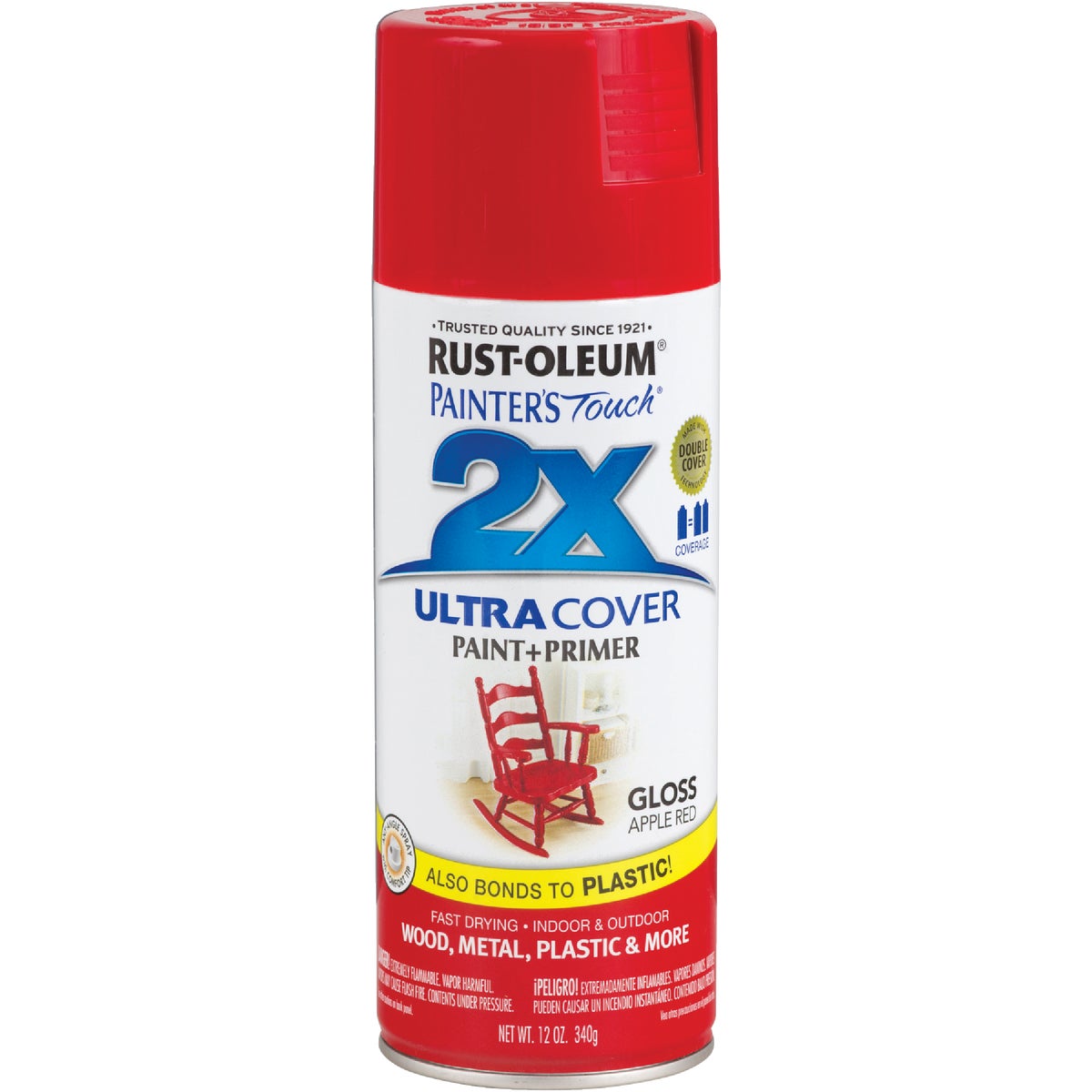 Rust-Oleum Painter's Touch 2X Ultra Cover 12 Oz. Gloss Paint + Primer Spray Paint, Apple Red