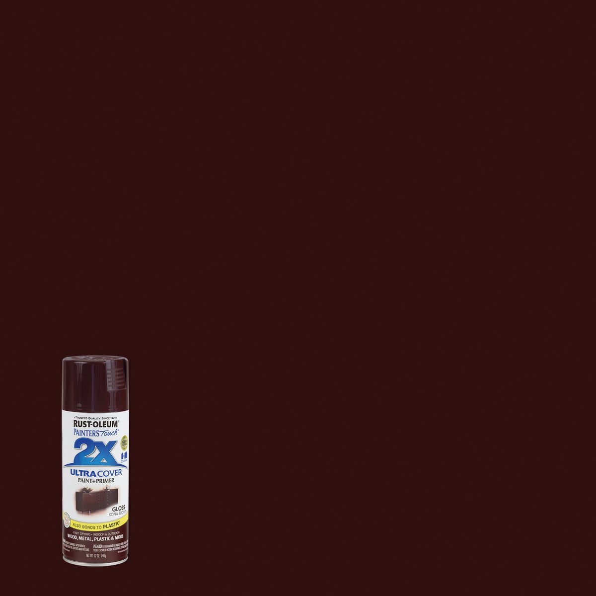 Rust-Oleum Painter's Touch 2X Ultra Cover 12 Oz. Gloss Paint + Primer Spray Paint, Kona Brown