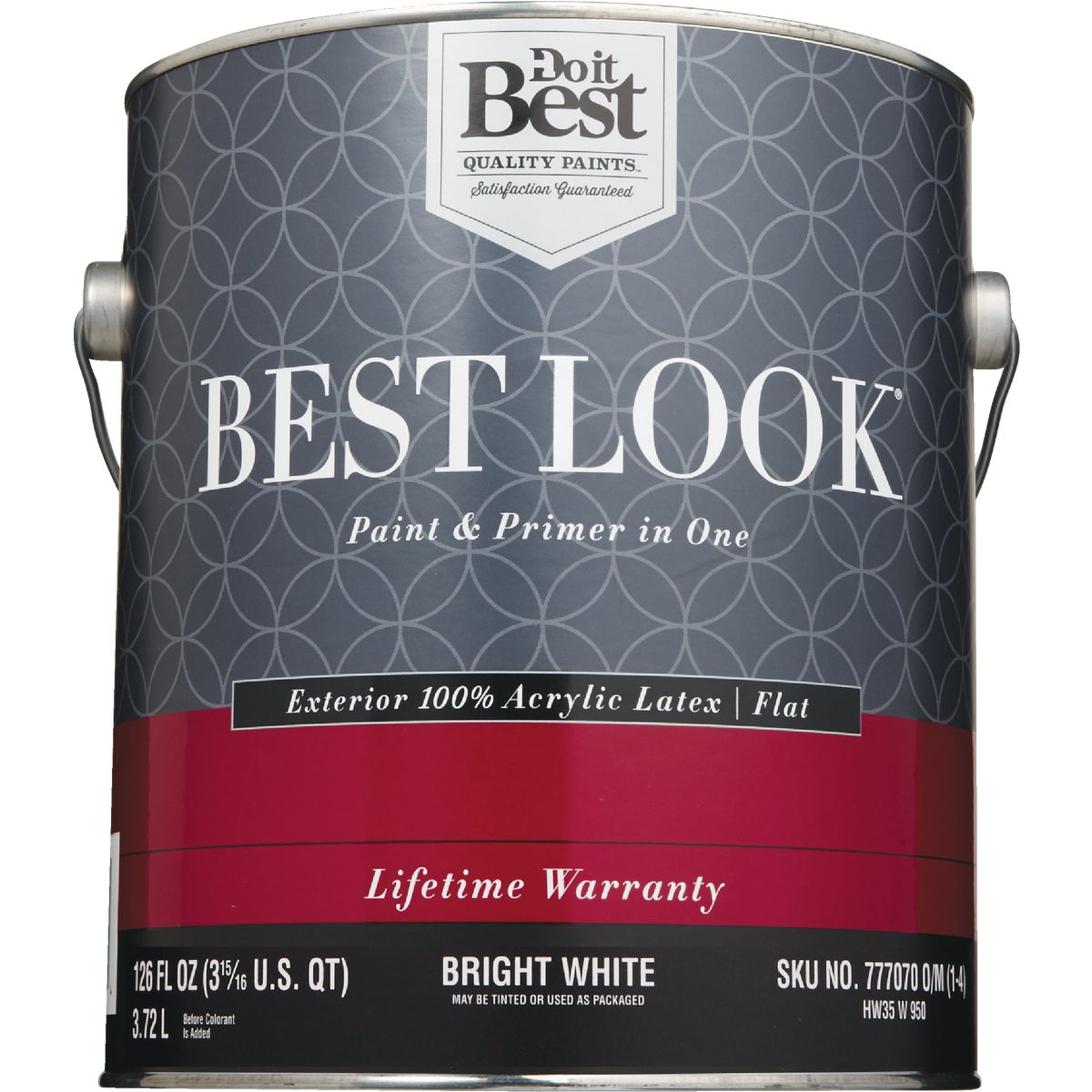Best Look 100% Acrylic Latex Paint & Primer In One Flat Exterior House Paint, Bright White, 1 Gal.