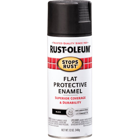 Rust-Oleum Stops Rust Flat Black 12 Oz. Anti-Rust Spray Paint