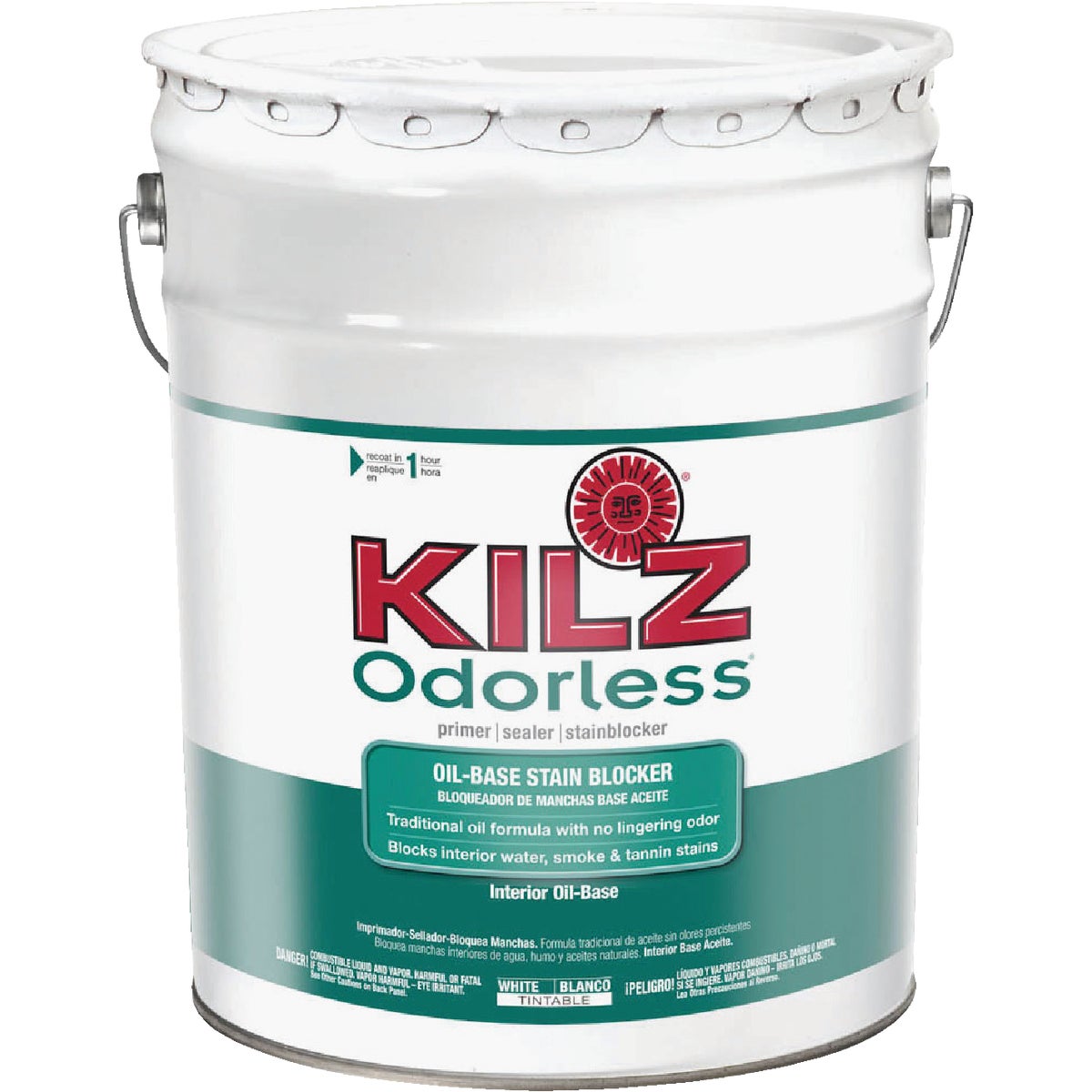 Kilz Odorless Oil-Based Interior Primer Sealer Stainblocker, White, 5 Gal.