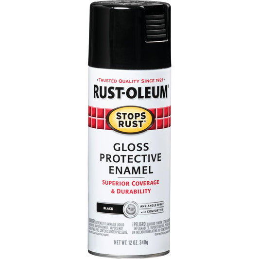 Rust-Oleum Stops Rust Gloss Black 12 Oz. Anti-Rust Spray Paint