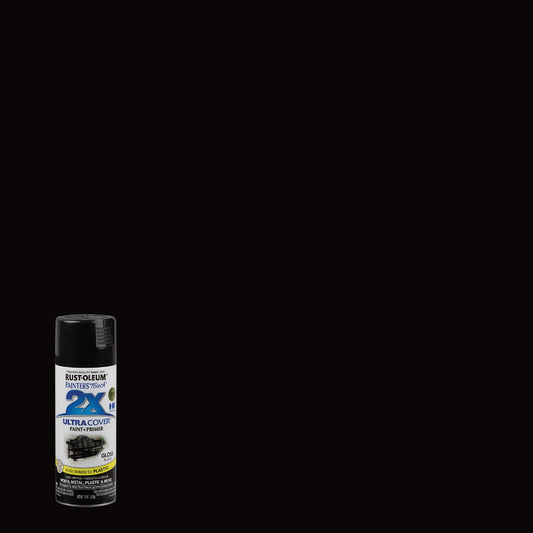 Rust-Oleum Painter's Touch 2X Ultra Cover 12 Oz. Gloss Paint + Primer Spray Paint, Black