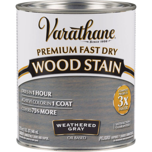 Varathane Fast Dry Weathered Gray Urethane Modified Alkyd Interior Wood Stain, 1 Qt.