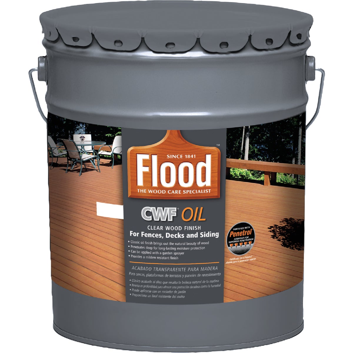 Flood CWF Alkyd/Oil Base Natural Wood Finish, Natural, 5 Gal.