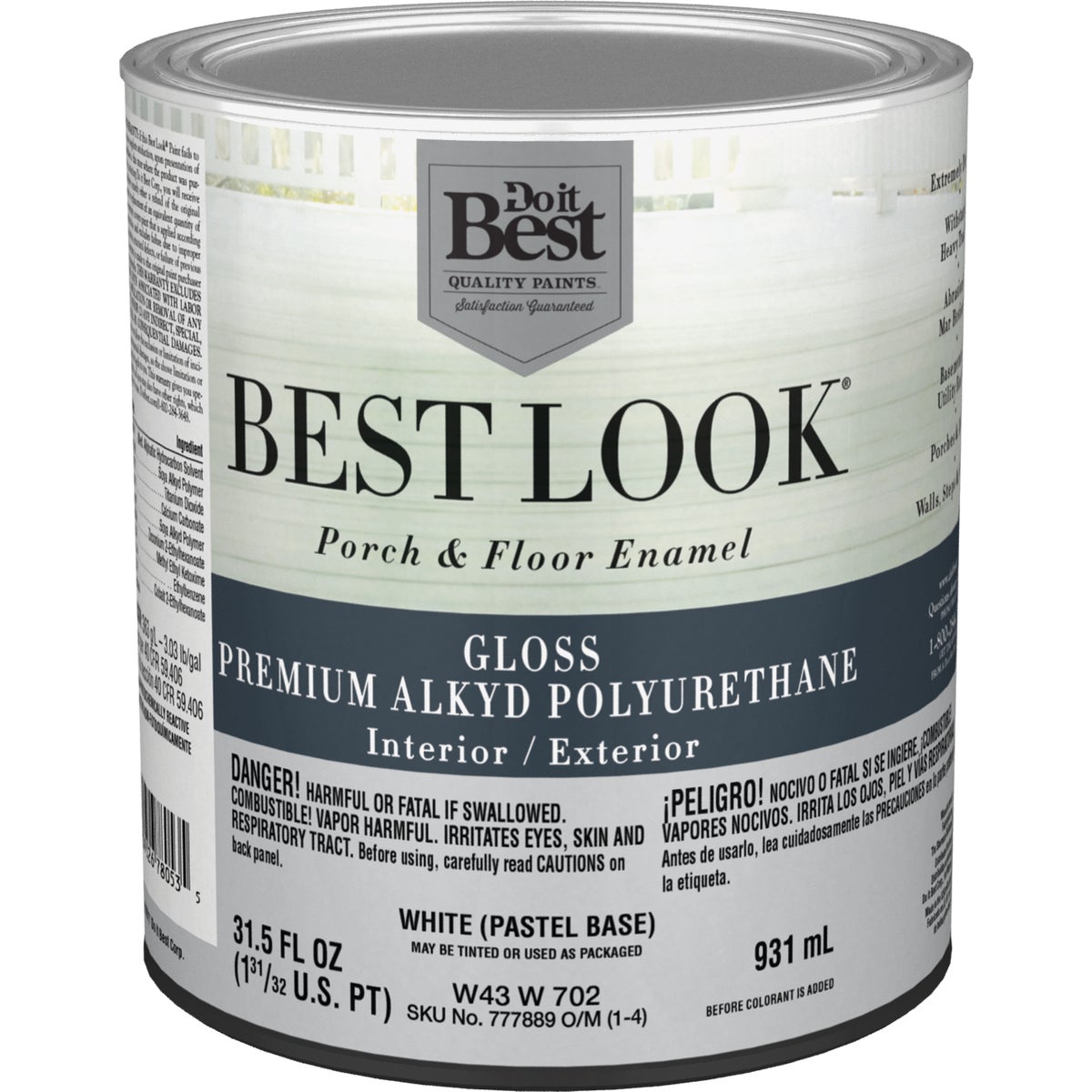 Best Look 1 Qt. White Pastel Base Polyurethane Gloss Porch & Floor Enamel