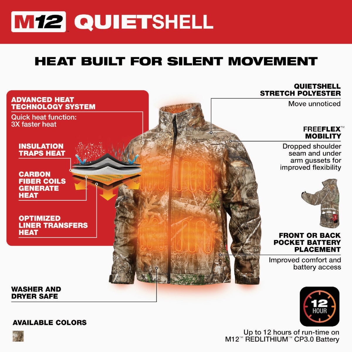 Milwaukee M12 QuietShell 3X Camouflage Cordless Heated Jacket Kit