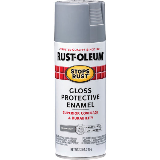 Rust-Oleum Stops Rust Smoke Gray Gloss 12 Oz. Anti-Rust Spray Paint