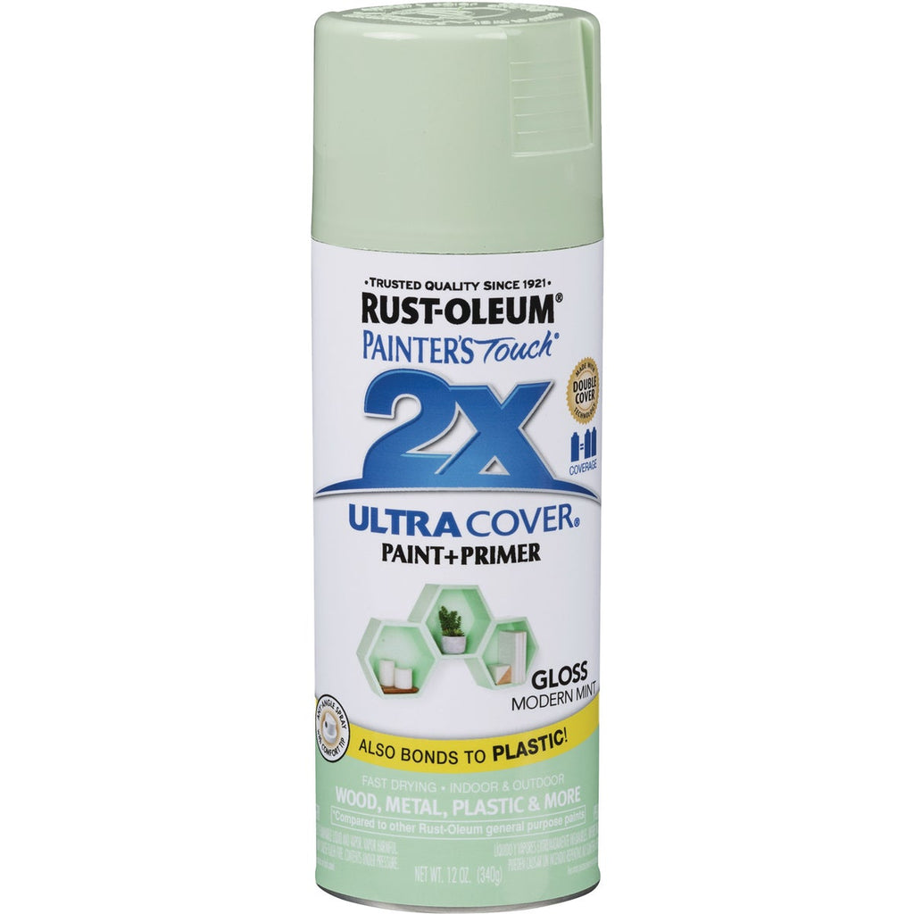 Rust-Oleum Painter's Touch 2X Ultra Cover 12 Oz. Gloss Paint + Primer Spray Paint, Modern Mint