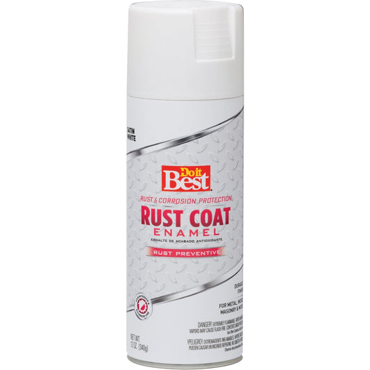 Do it Best Rust Coat Satin White 12 Oz. Anti-Rust Spray Paint