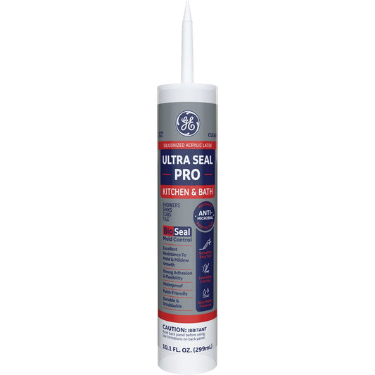 GE Ultra Seal Pro 10.1 Oz. Clear Siliconized Acrylic Latex Kitchen & Bath Caulk (MAKB310CR)