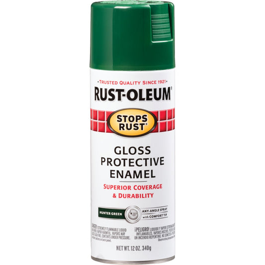 Rust-Oleum Stops Rust Hunter Green Gloss 12 Oz. Anti-Rust Spray Paint