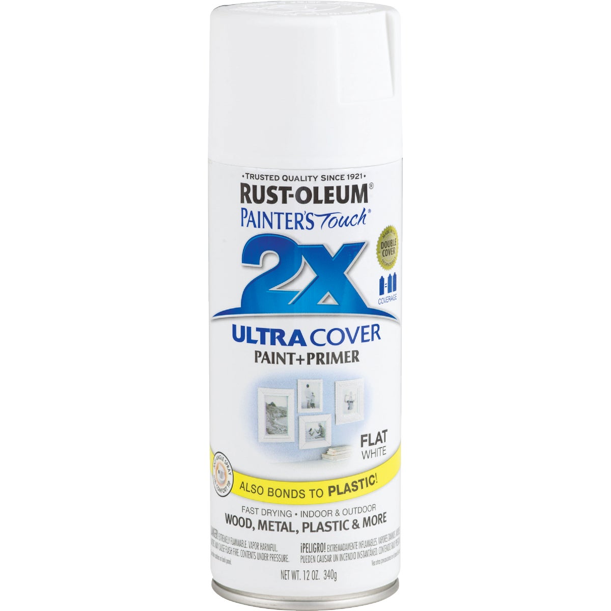 Rust-Oleum Painter's Touch 2X Ultra Cover 12 Oz. Flat Paint + Primer Spray Paint, White