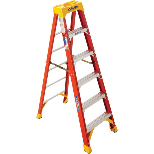 Werner 6 Ft. Fiberglass Step Ladder with 300 Lb. Load Capacity Type IA Ladder Rating