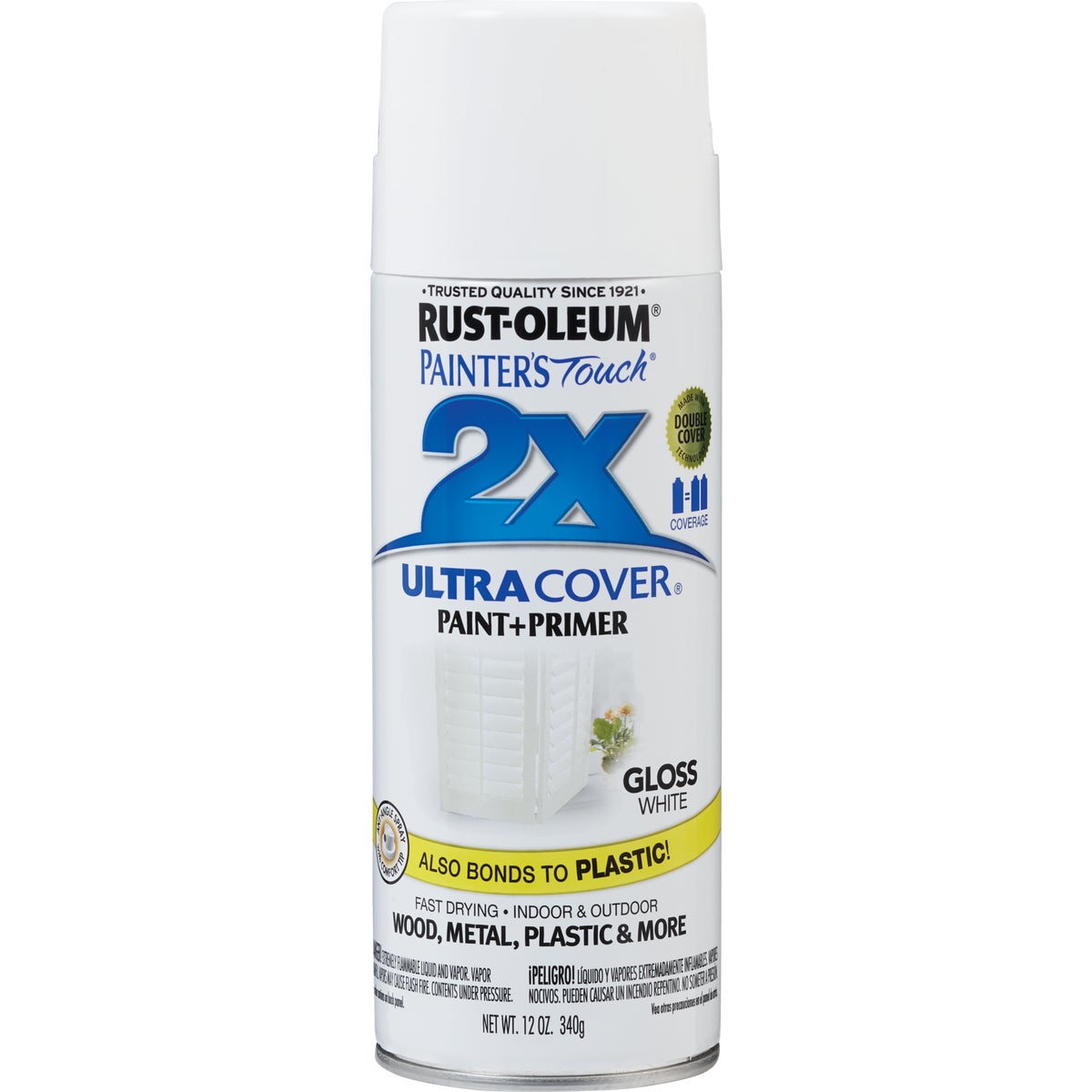 Rust-Oleum Painter's Touch 2X Ultra Cover 12 Oz. Gloss Paint + Primer Spray Paint, White