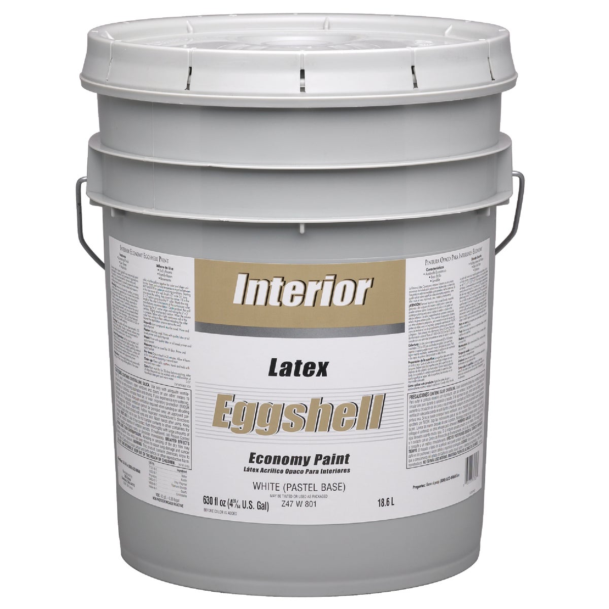 Economy Latex Eggshell Interior Wall Paint, White-Pastel Base, 5 Gal.