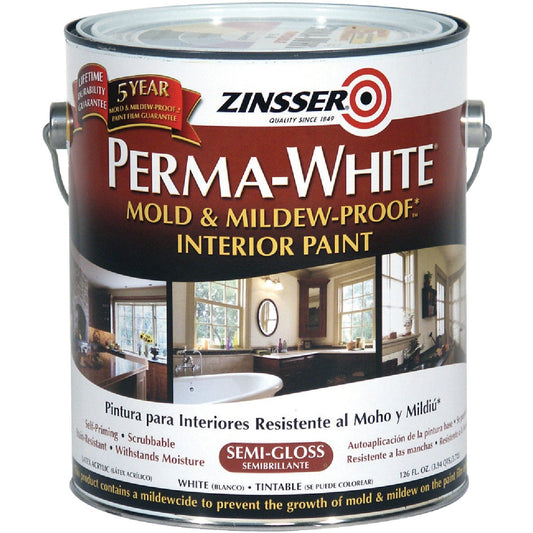 Zinsser Perma-White White-Tintable Semi-Gloss Gallon Mildew Paint