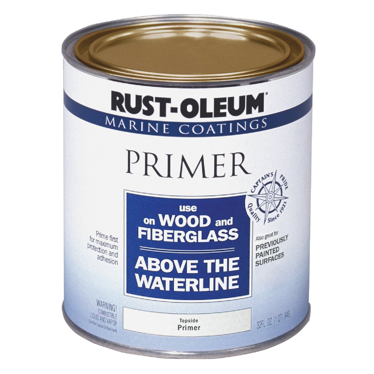 Rust-Oleum Flat Marine Primer, White, 1 Qt.