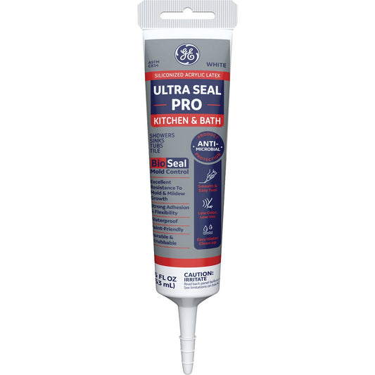 GE Ultra Seal Pro 5.5 Oz. White Siliconized Acrylic Latex Kitchen & Bath Caulk