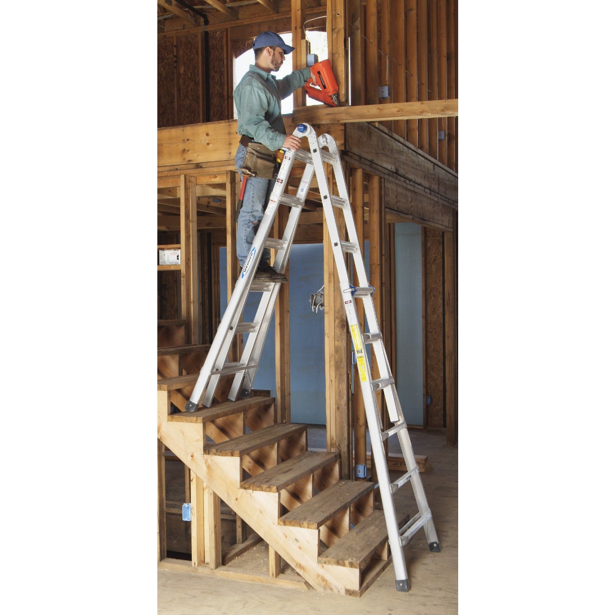 Werner 23 Ft. Aluminum Multi-Position Telescoping Ladder with 300 Lb. Load Capacity Type IA Ladder Rating