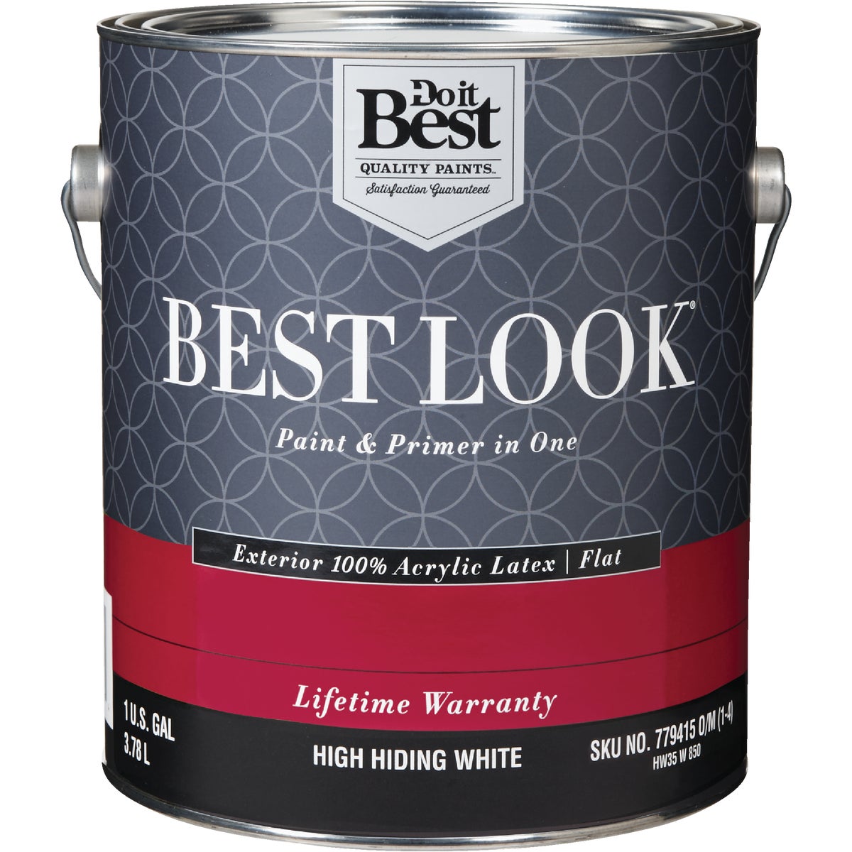 Best Look 100% Acrylic Latex Paint & Primer In One Flat Exterior House Paint, High Hiding White, 1 Gal.