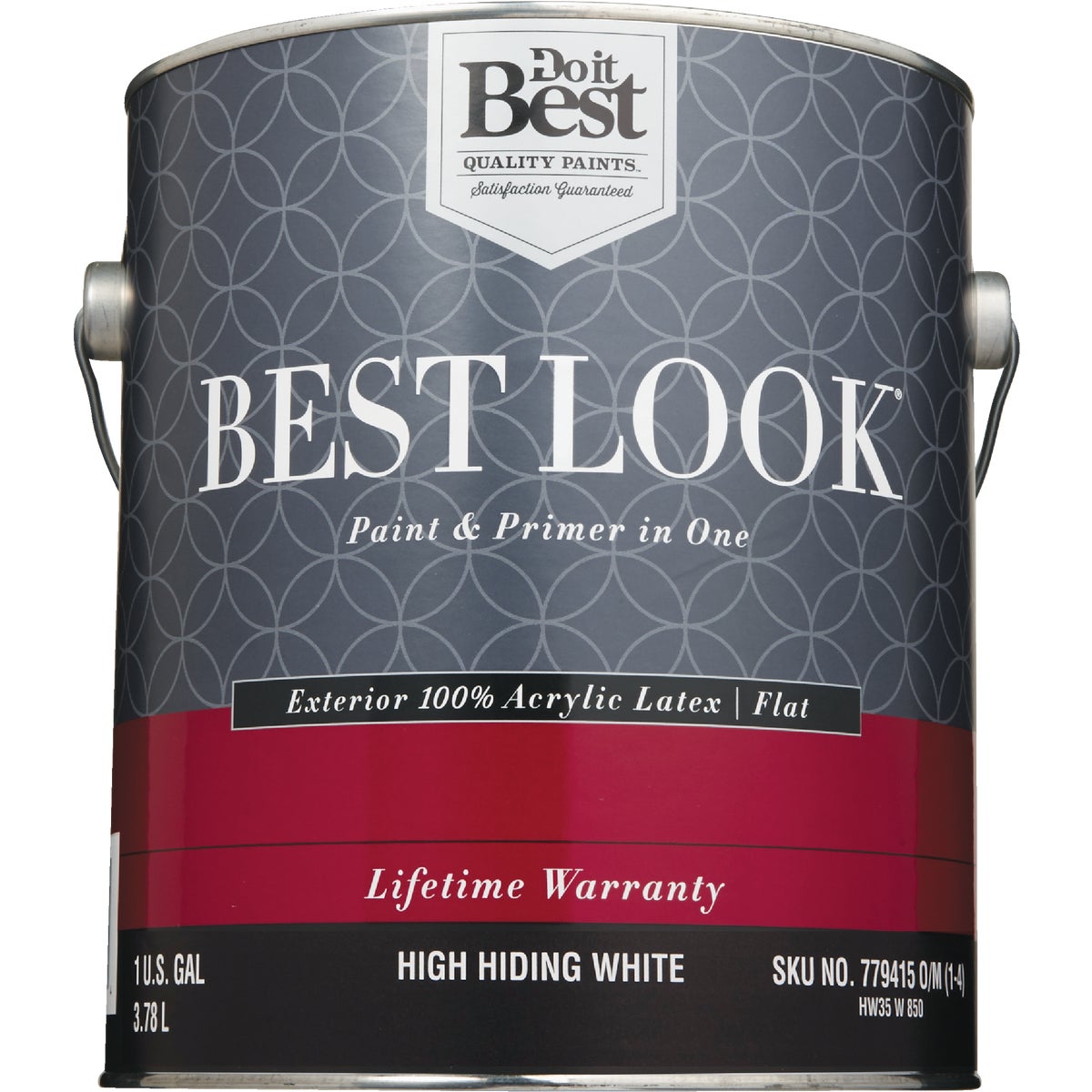 Best Look 100% Acrylic Latex Paint & Primer In One Flat Exterior House Paint, High Hiding White, 1 Gal.