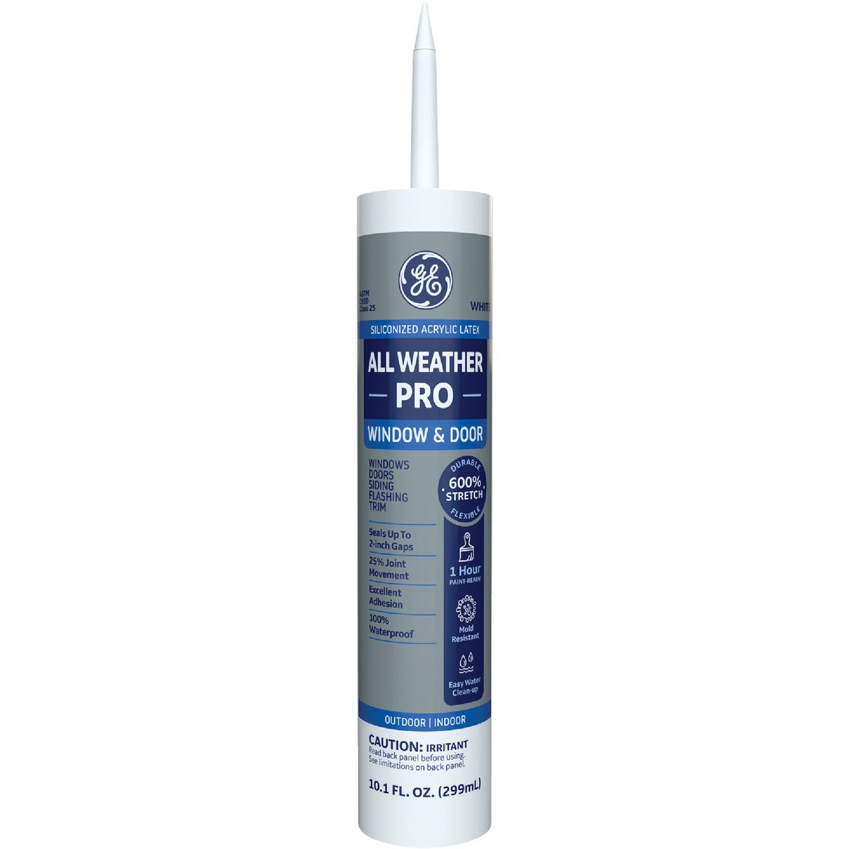 GE All Weather Pro 10.1 Oz. White Window & Door Siliconized Acrylic Caulk (MAWD310WT)