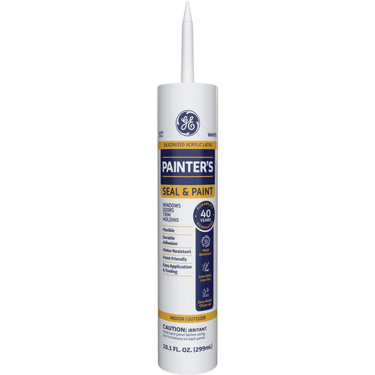 GE Painter's 10.1 Oz. Seal & Paint All-Purpose White Siliconized Acrylic Latex Caulk (MAP110WT)