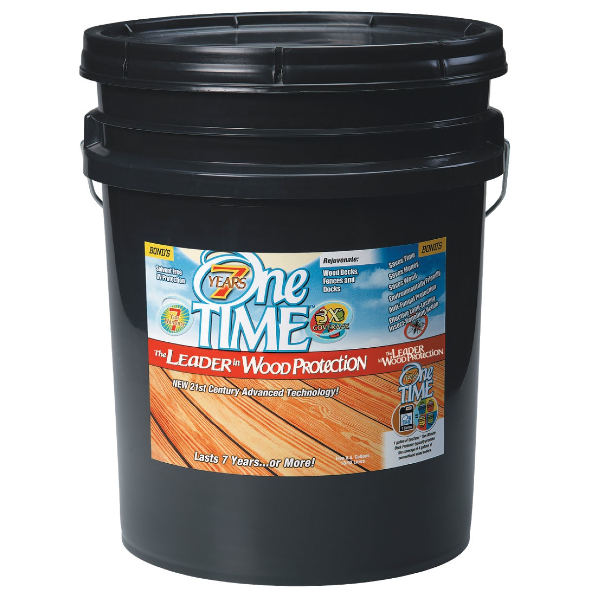 One TIME Natural Wood Preservative, Protector & Stain All In One, 5 Gal.