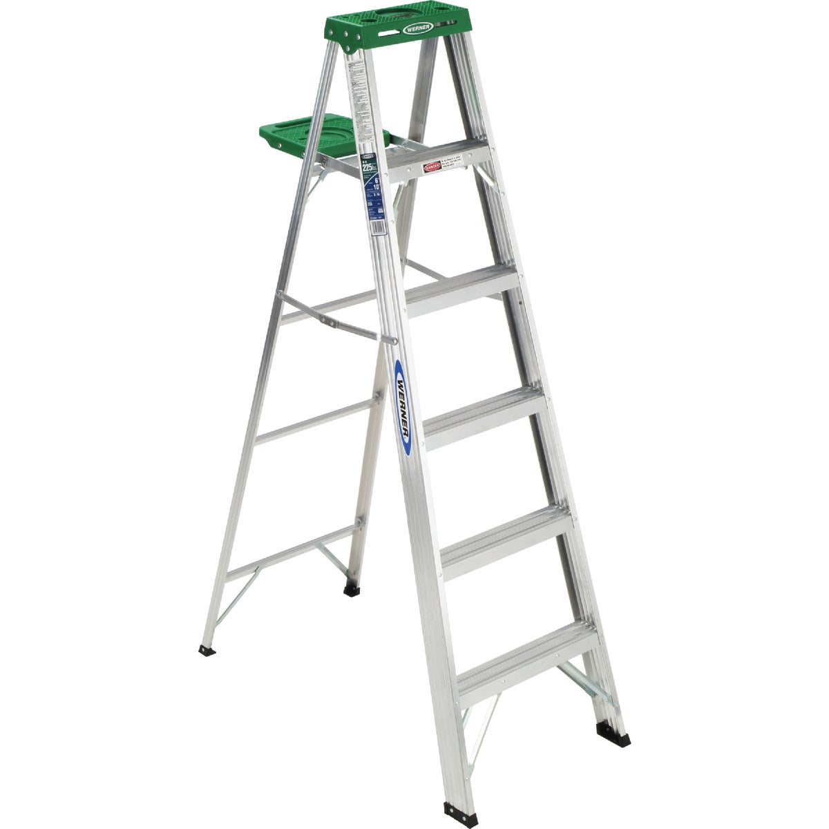 Werner 6 Ft. Aluminum Step Ladder with 225 Lb. Load Capacity Type II Ladder Rating