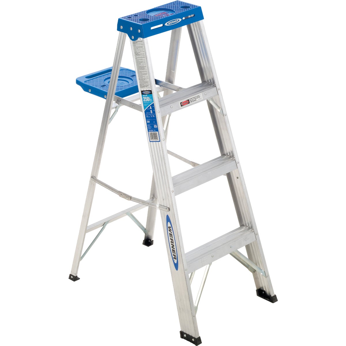 Werner 4 Ft. Aluminum Step Ladder with 250 Lb. Load Capacity Type I Ladder Rating