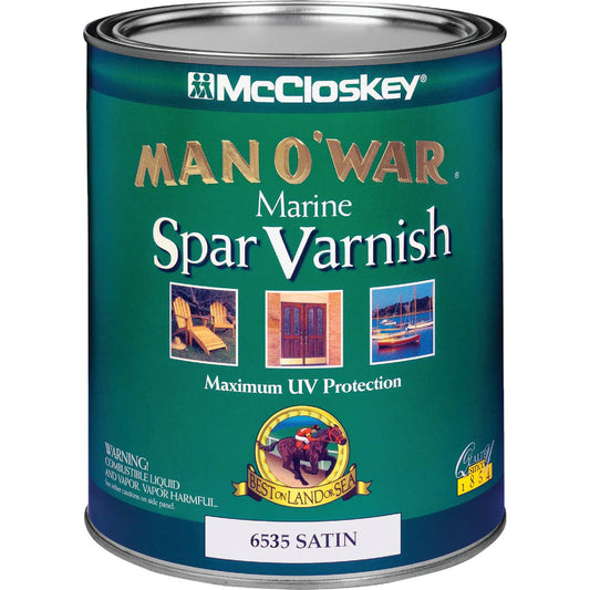 McCloskey Man O'War Satin Low VOC Marine Spar Interior & Exterior Varnish, Quart