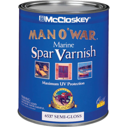 McCloskey Man O'War Semi Gloss Low VOC Marine Spar Interior & Exterior Varnish, Quart