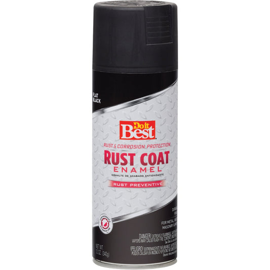 Do it Best Rust Coat Flat Black 12 Oz. Anti-Rust Spray Paint