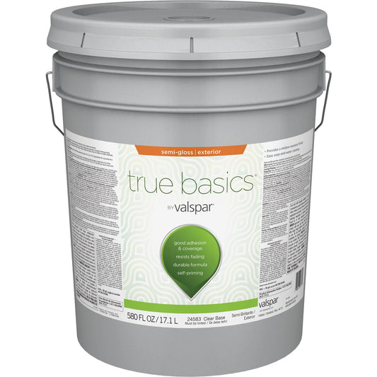 True Basics by Valspar Semi-Gloss Exterior Paint, 5 Gal., Clear Base