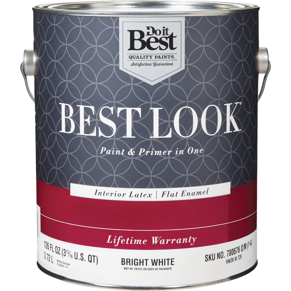 Best Look Latex Paint & Primer In One Flat Enamel Interior Wall Paint, Bright White, 1 Gal.