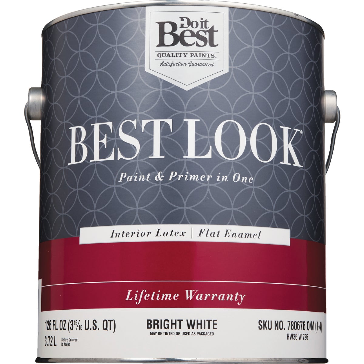 Best Look Latex Paint & Primer In One Flat Enamel Interior Wall Paint, Bright White, 1 Gal.